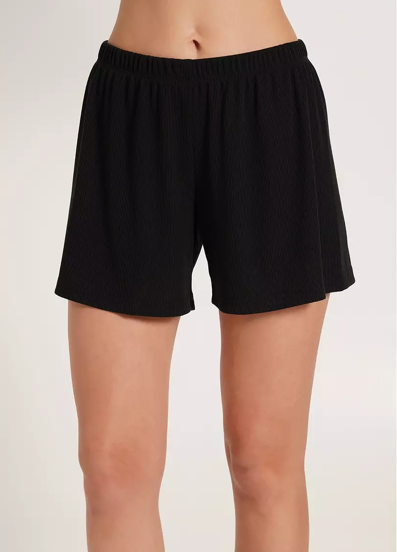 Короткие шорты в рубчик RIB 4209/010 black (черный)