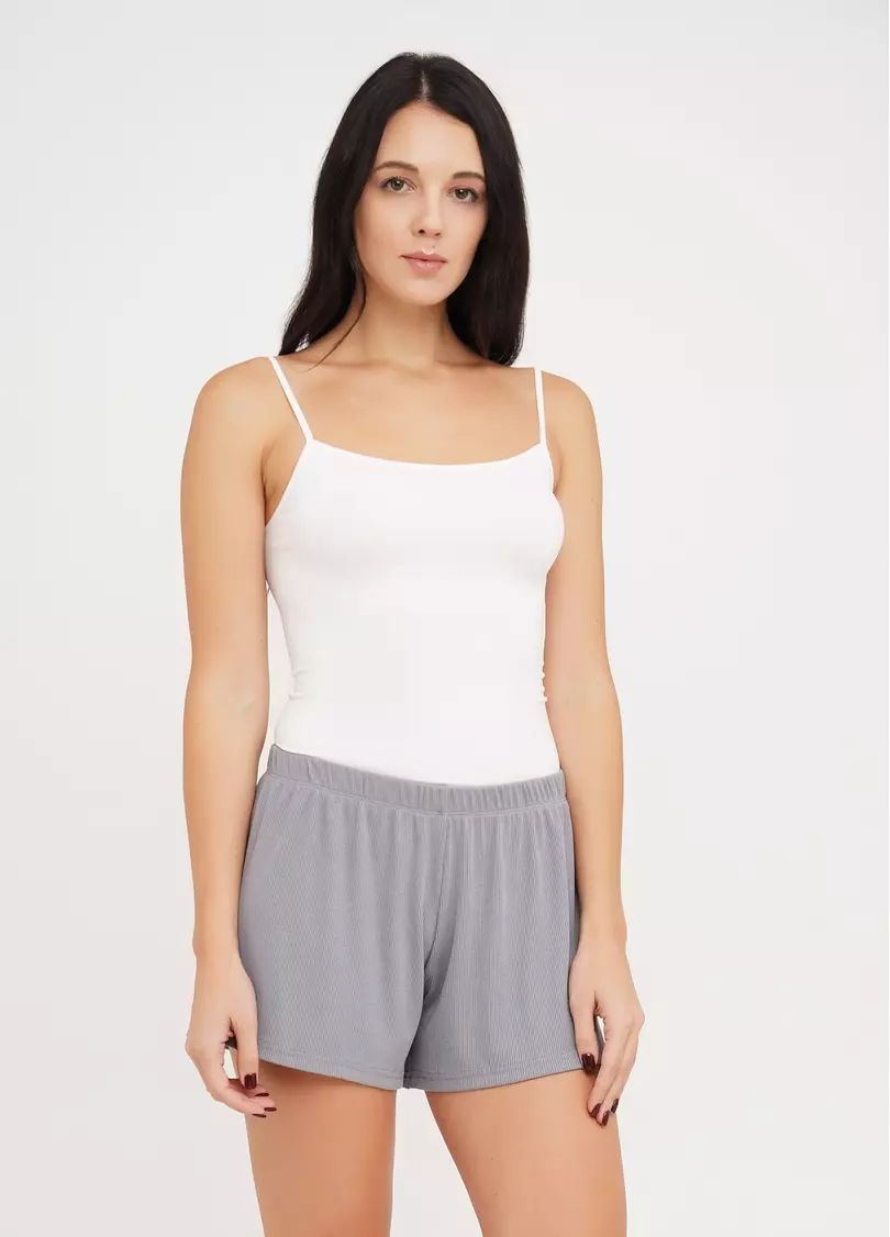 Короткие шорты в рубчик RIB 4209/010 grey (серый)