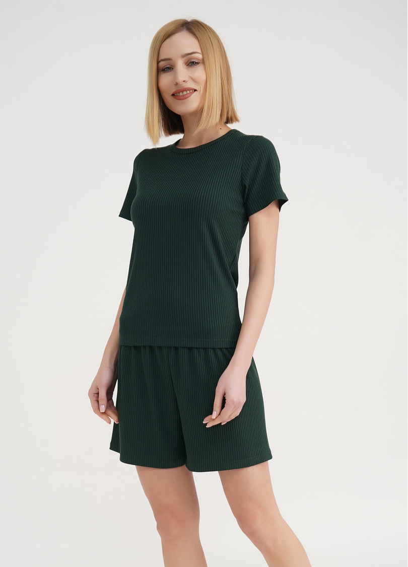 Короткие шорты в рубчик RIB 4209/010 khaki (зеленый)