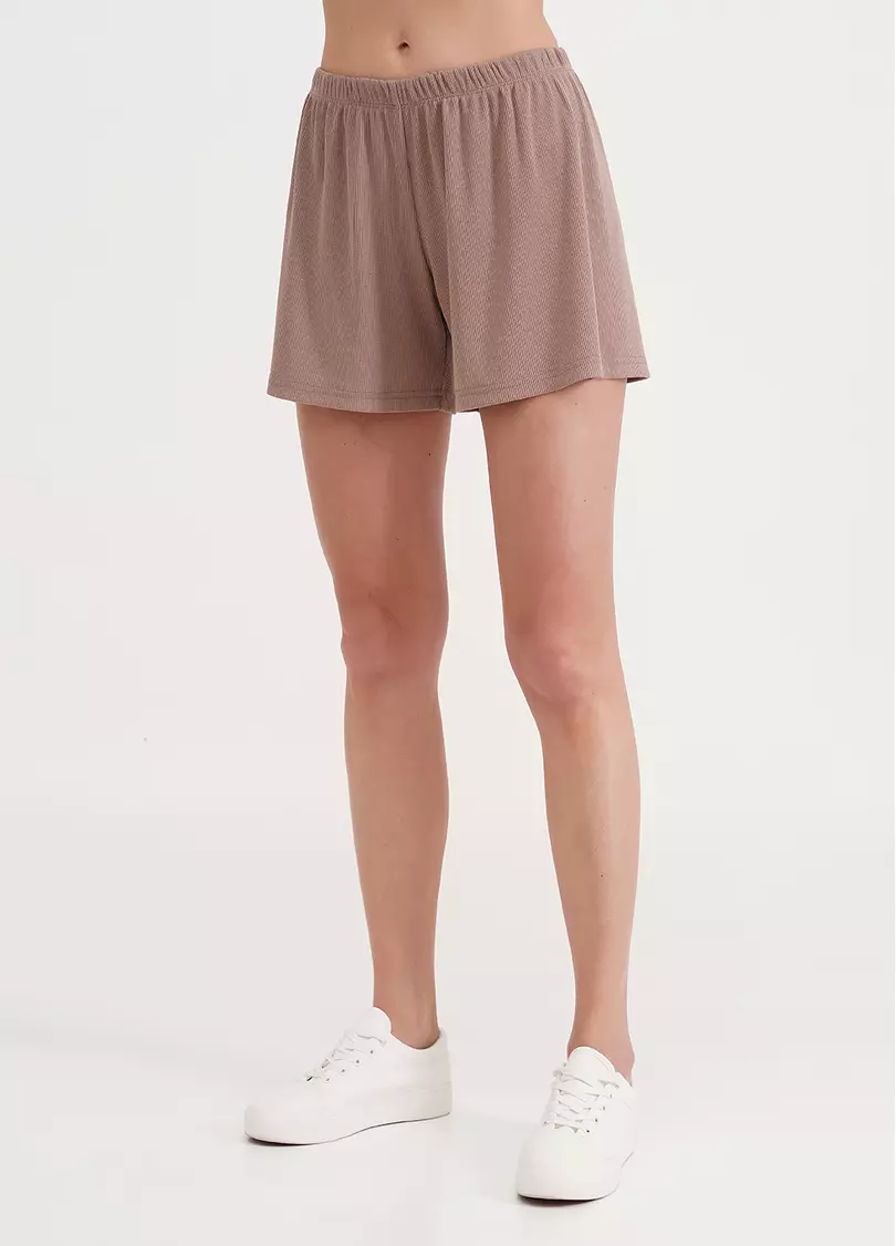Короткі шорти в рубчик RIB 4209/010 light beige (бежевий)