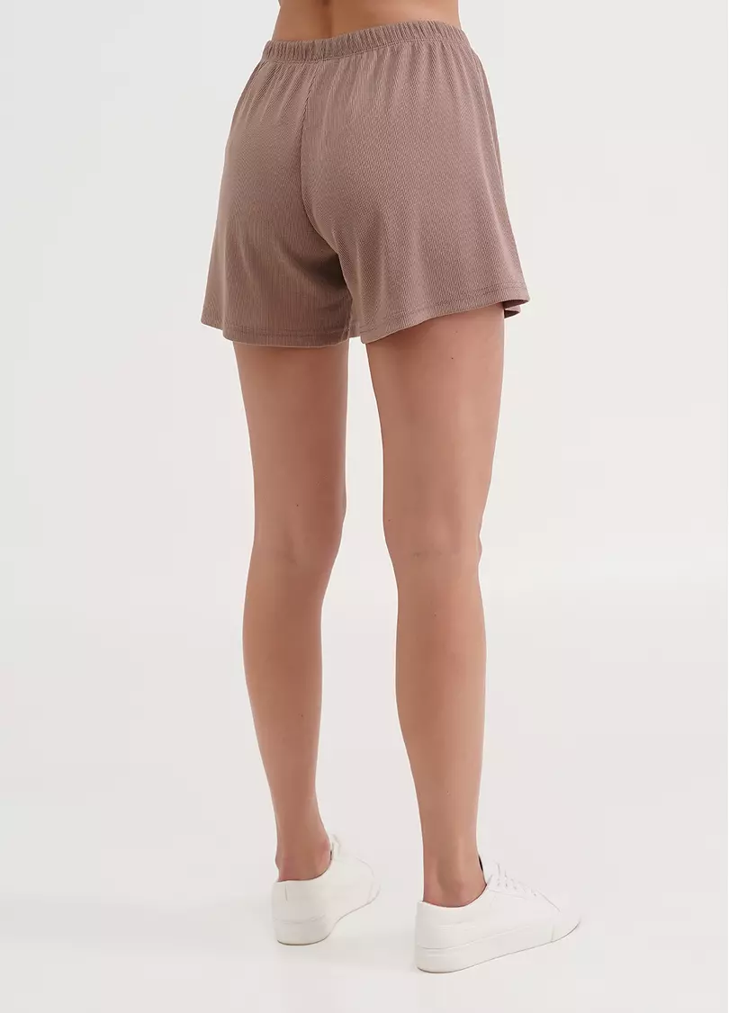 Короткі шорти в рубчик RIB 4209/010 light beige (бежевий)