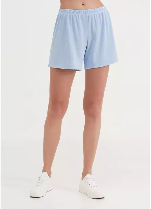 Короткие шорты в рубчик RIB 4209/010 light blue (голубой)