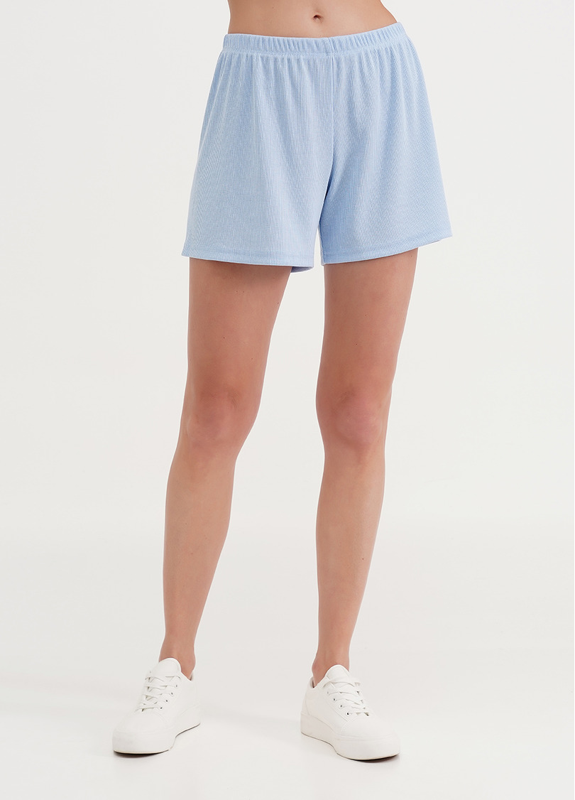 Короткие шорты в рубчик RIB 4209/010 light blue (голубой)