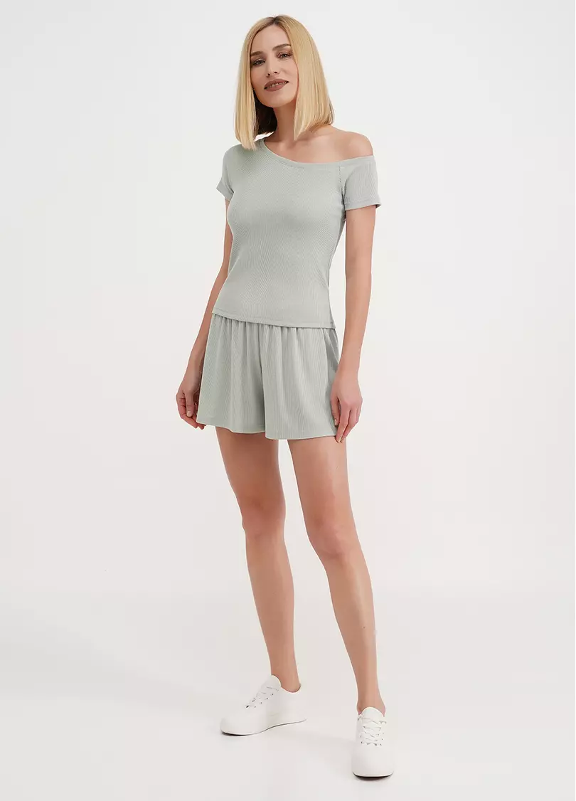 Короткі шорти в рубчик RIB 4209/010 mint (зелений)