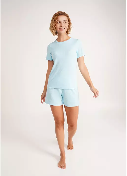 Короткие шорты в рубчик RIB 4209/010 sky blue (голубой)