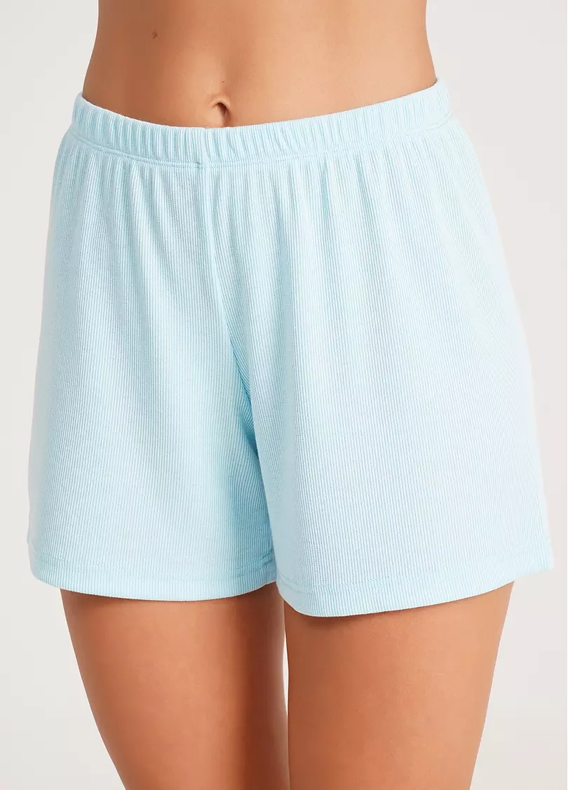 Короткие шорты в рубчик RIB 4209/010 sky blue (голубой)