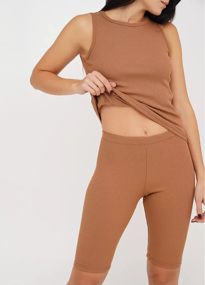 Велосипедные шорты в рубчик RIB 4210/010 camel (бежевый)