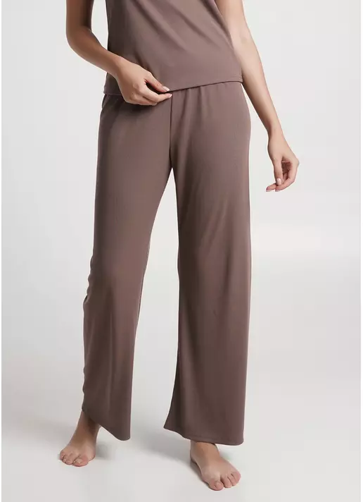 Длинные штаны из хлопка в рубчик RIB 4307/010 beige (коричневый)