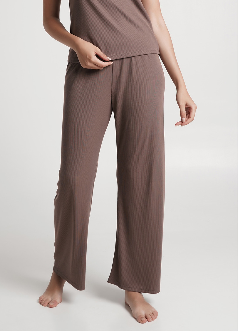 Длинные штаны из хлопка в рубчик RIB 4307/010 beige (коричневый)