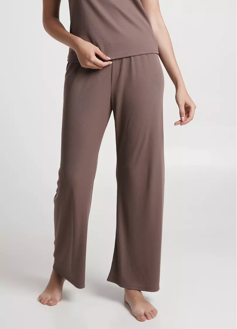 Длинные штаны из хлопка в рубчик RIB 4307/010 beige (коричневый)