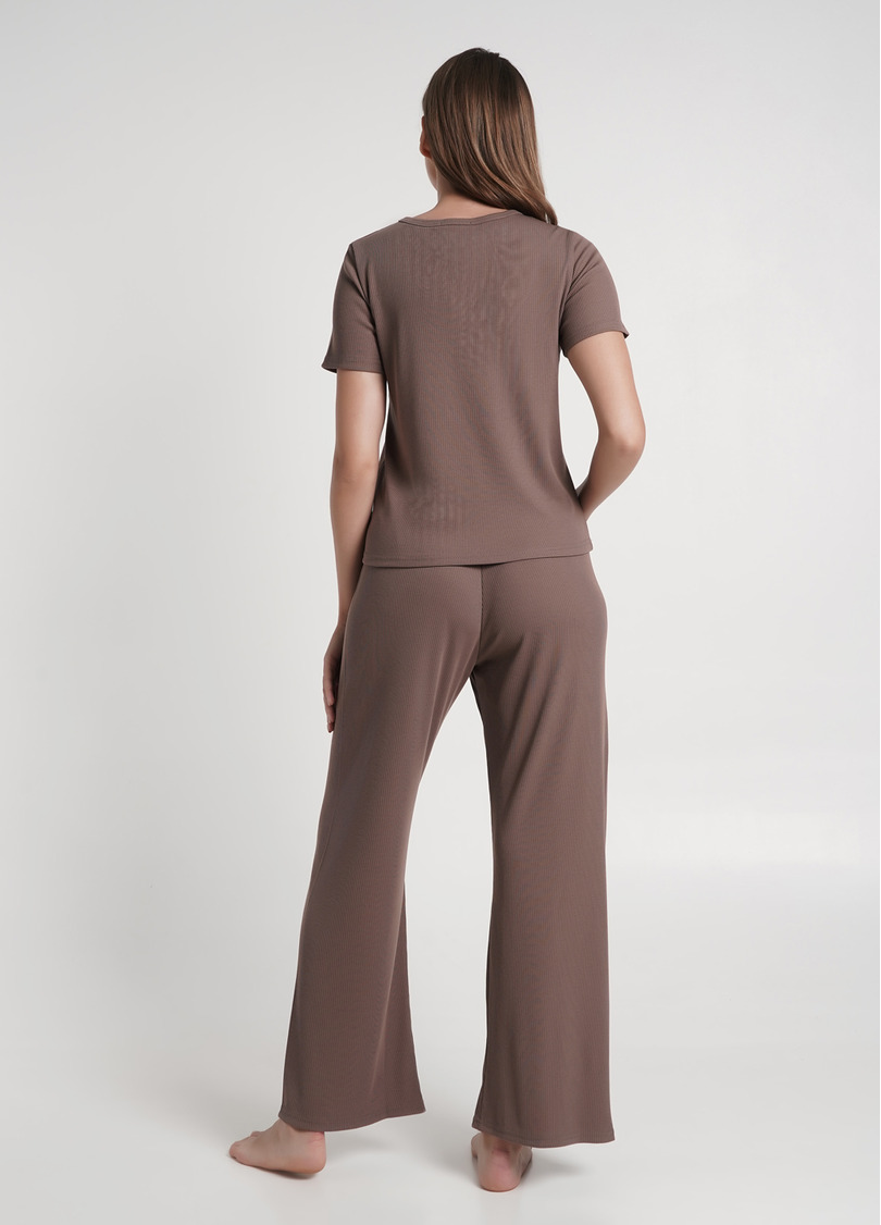 Длинные штаны из хлопка в рубчик RIB 4307/010 beige (коричневый)