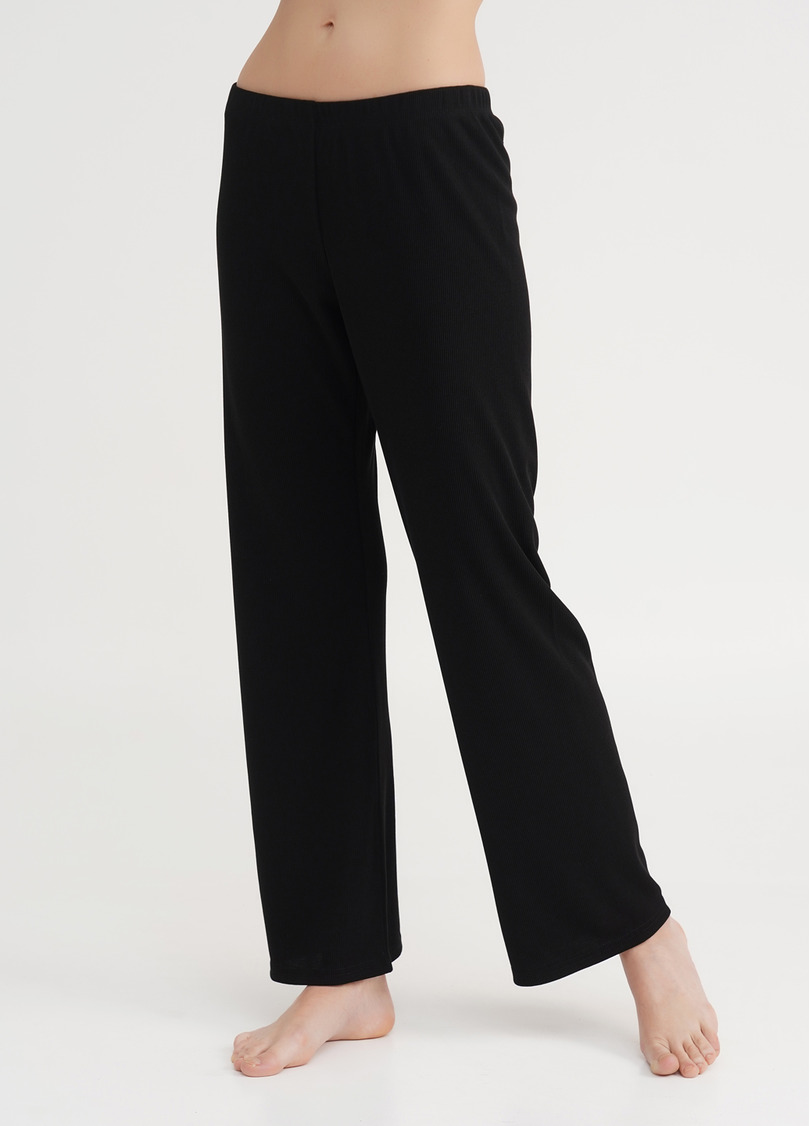 Длинные штаны из хлопка в рубчик RIB 4307/010 black (черный)