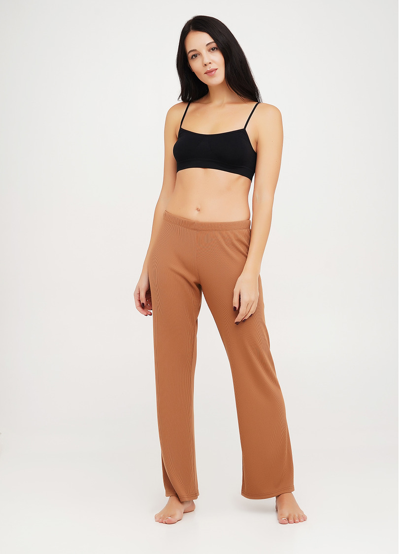 Длинные штаны из хлопка в рубчик RIB 4307/010 camel (бежевый)