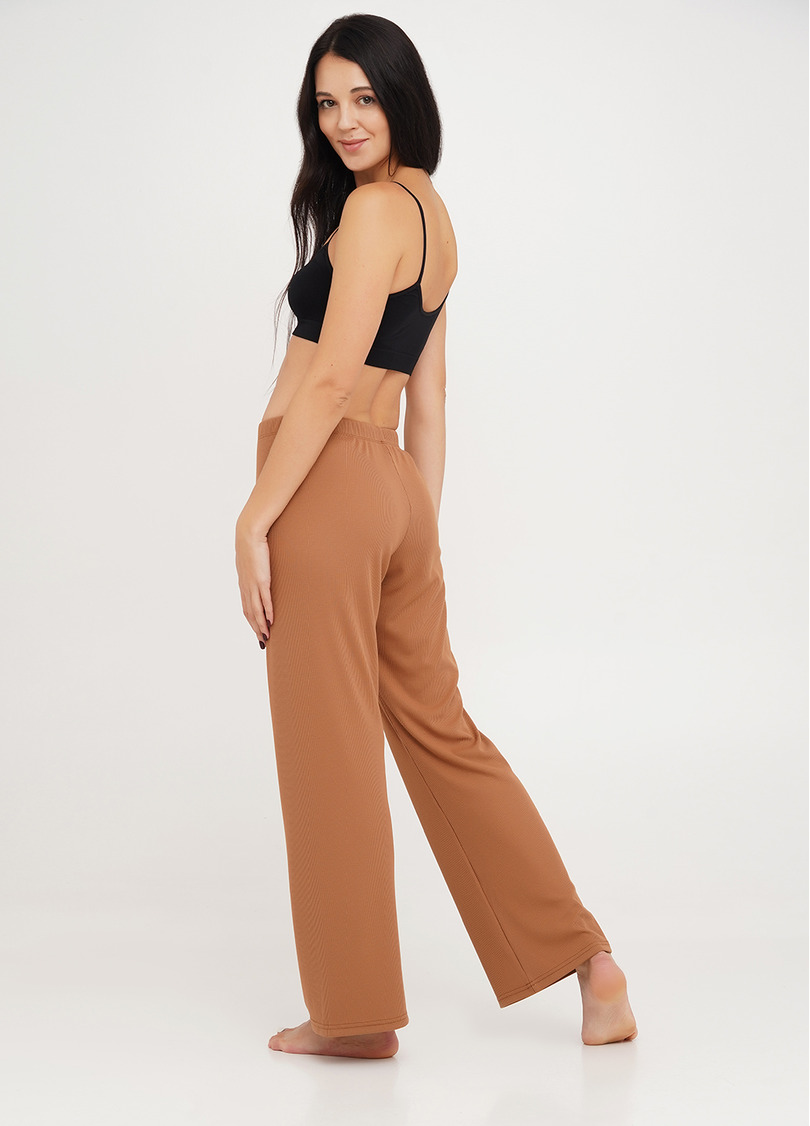 Длинные штаны из хлопка в рубчик RIB 4307/010 camel (бежевый)