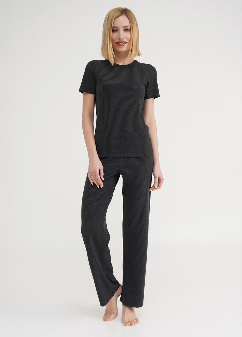 Длинные штаны из хлопка в рубчик RIB 4307/010 dark grey (серый)