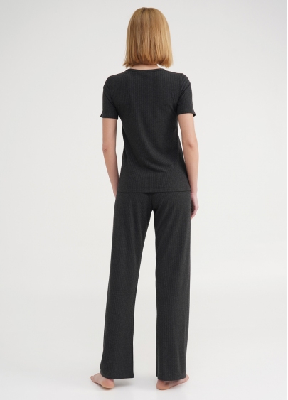 Довгі штани з бавовни в рубчик RIB 4307/010 dark grey (сірий)