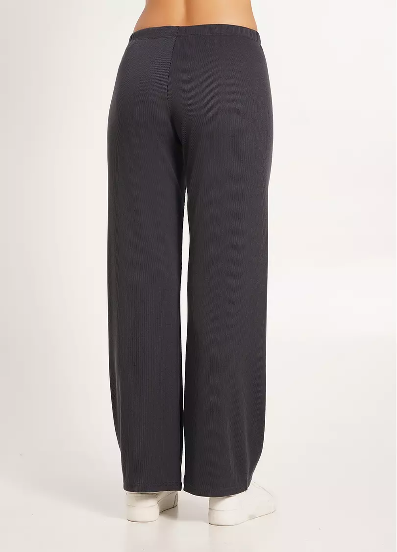 Длинные штаны из хлопка в рубчик RIB 4307/010 graphite (серый)