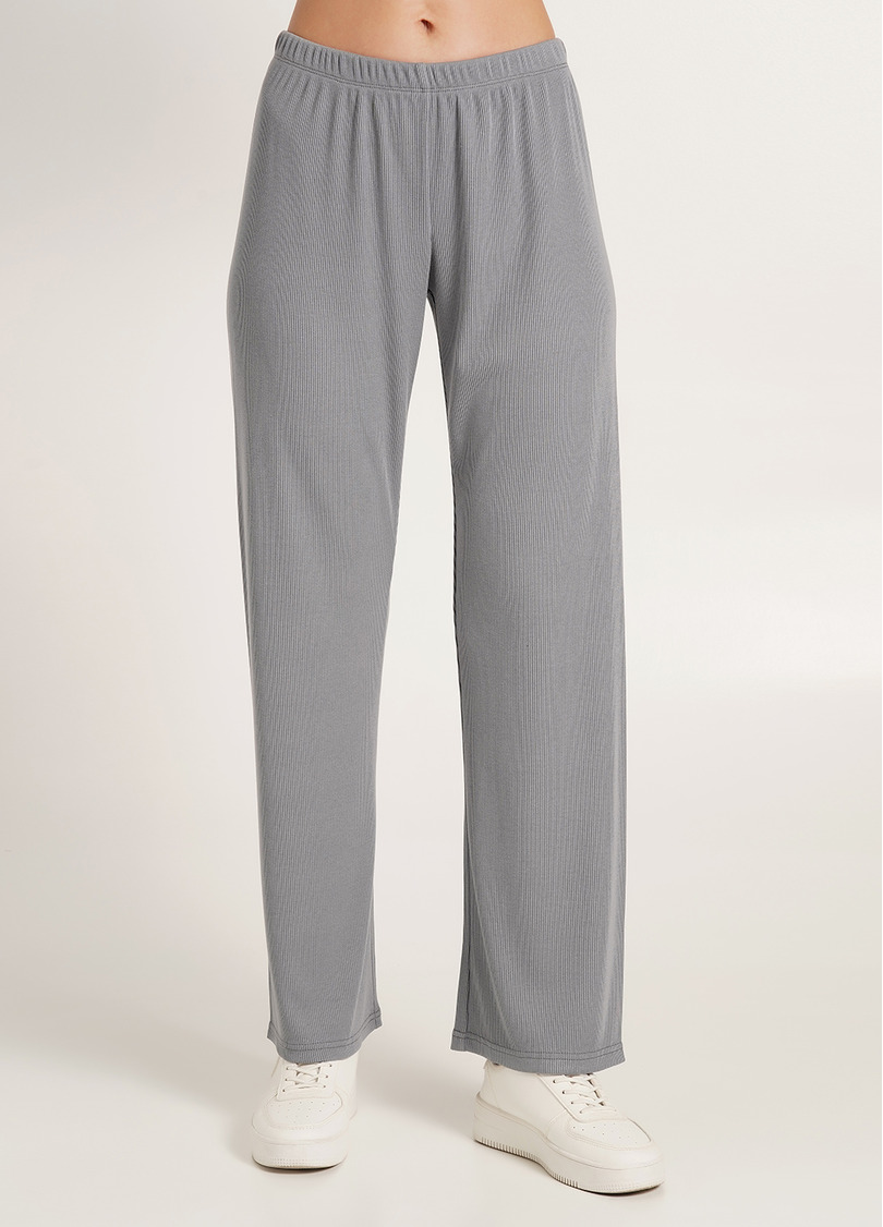 Длинные штаны из хлопка в рубчик RIB 4307/010 grey (серый)