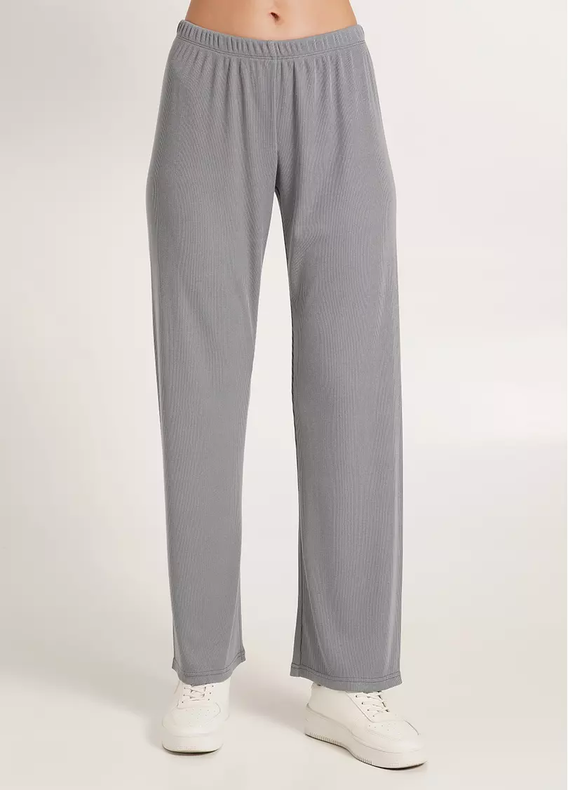 Длинные штаны из хлопка в рубчик RIB 4307/010 grey (серый)