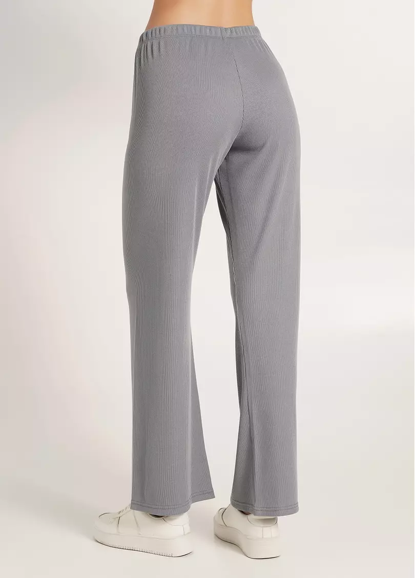 Длинные штаны из хлопка в рубчик RIB 4307/010 grey (серый)