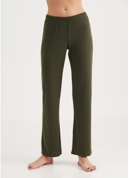 Довгі штани з бавовни в рубчик RIB 4307/010 khaki (зелений)