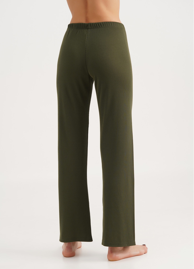 Длинные штаны из хлопка в рубчик RIB 4307/010 khaki (зеленый)