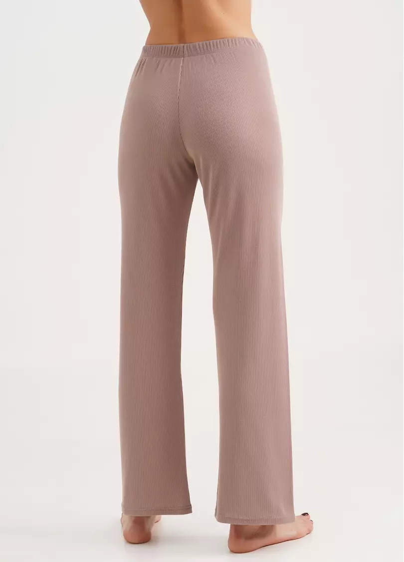 Длинные штаны из хлопка в рубчик RIB 4307/010 light beige (бежевый)