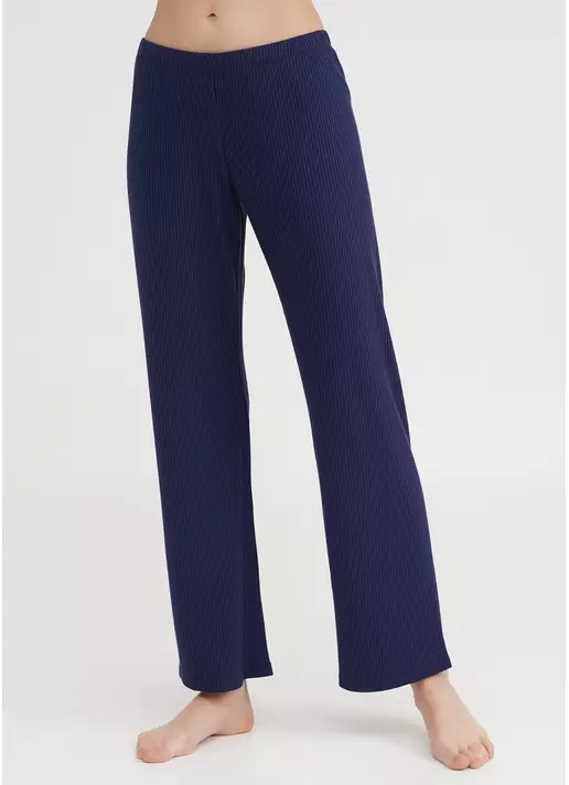 Довгі штани з бавовни в рубчик RIB 4307/010 navy (синій)