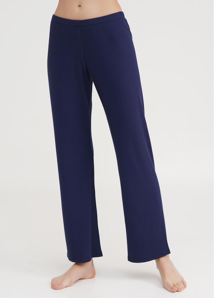 Длинные штаны из хлопка в рубчик RIB 4307/010 navy (синий)