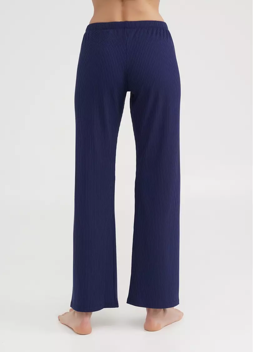 Длинные штаны из хлопка в рубчик RIB 4307/010 navy (синий)