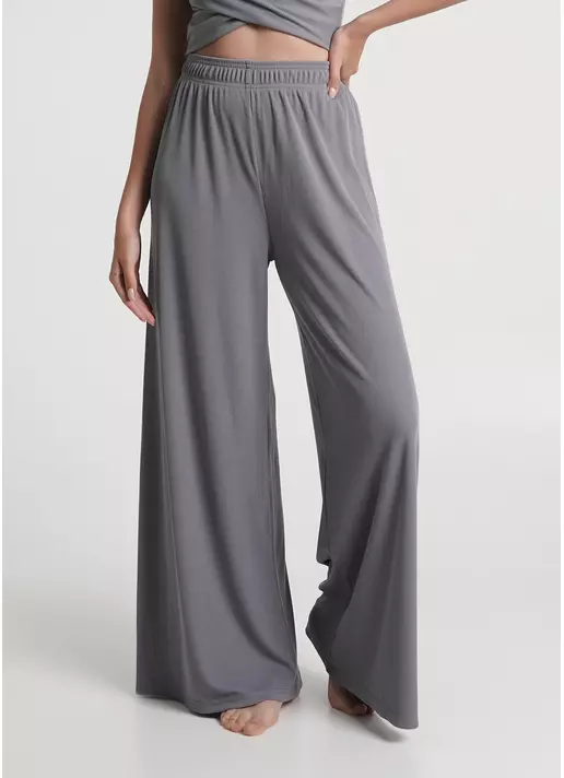 Штаны-палаццо в рубчик из хлопка RIB 4314/010 grey (серый)