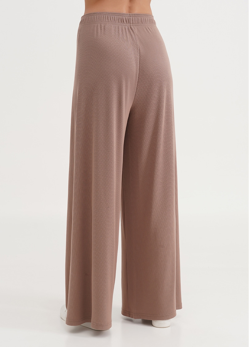 Штаны-палаццо в рубчик из хлопка RIB 4314/010 light beige (бежевый)