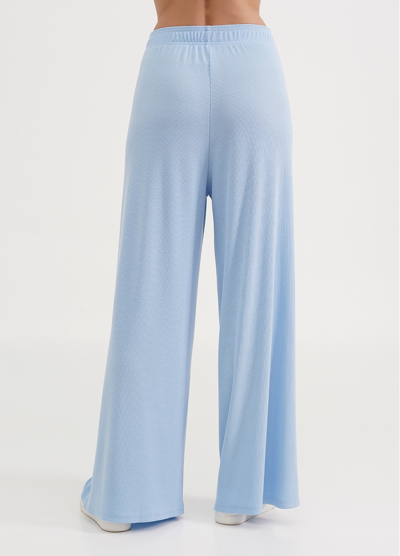 Штаны-палаццо в рубчик из хлопка RIB 4314/010 light blue (голубой)