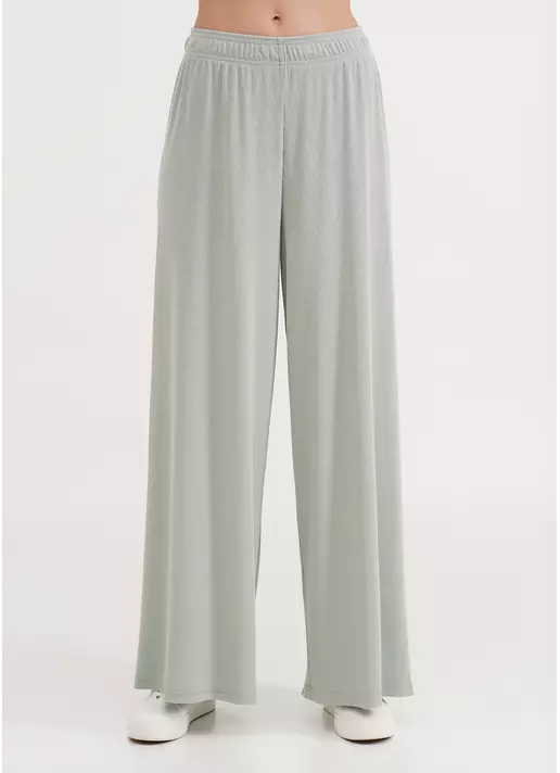 Штаны-палаццо в рубчик из хлопка RIB 4314/010 mint (зеленый)