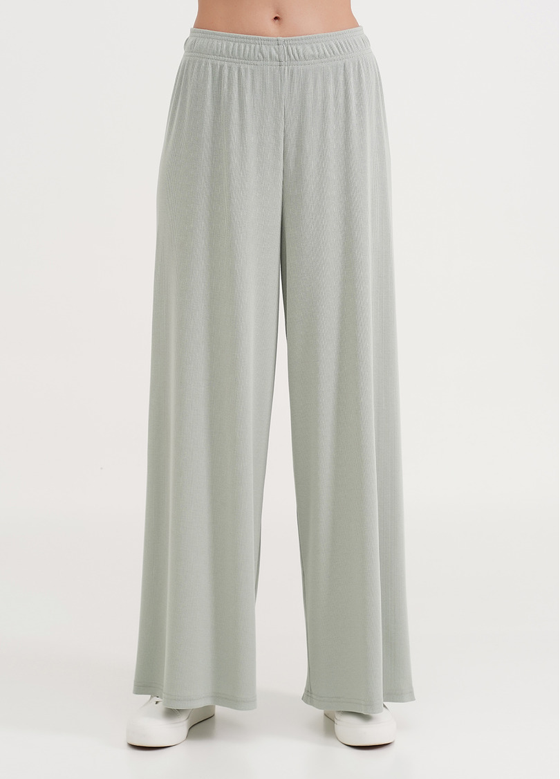 Штаны-палаццо в рубчик из хлопка RIB 4314/010 mint (зеленый)