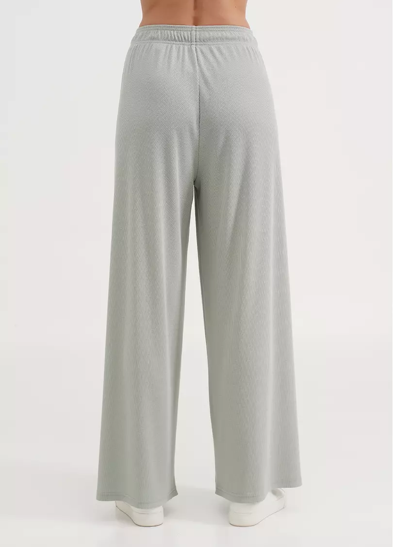 Штаны-палаццо в рубчик из хлопка RIB 4314/010 mint (зеленый)