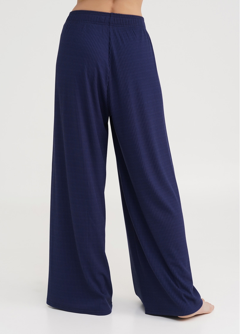 Штаны-палаццо в рубчик из хлопка RIB 4314/010 navy (синий)