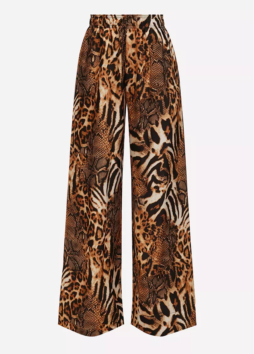 Шелковые штаны с анималистическим принтом SAVANNA 4328/050 animal orange (оранжевый)