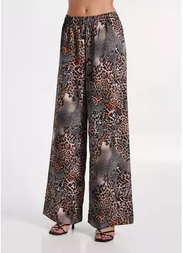 Шовкові штани з анімалістичним принтом SAVANNA 4328/050 leopard grey (сірий)