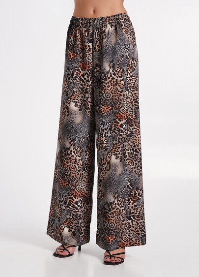 Шелковые штаны с анималистическим принтом SAVANNA 4328/050 leopard grey (серый)