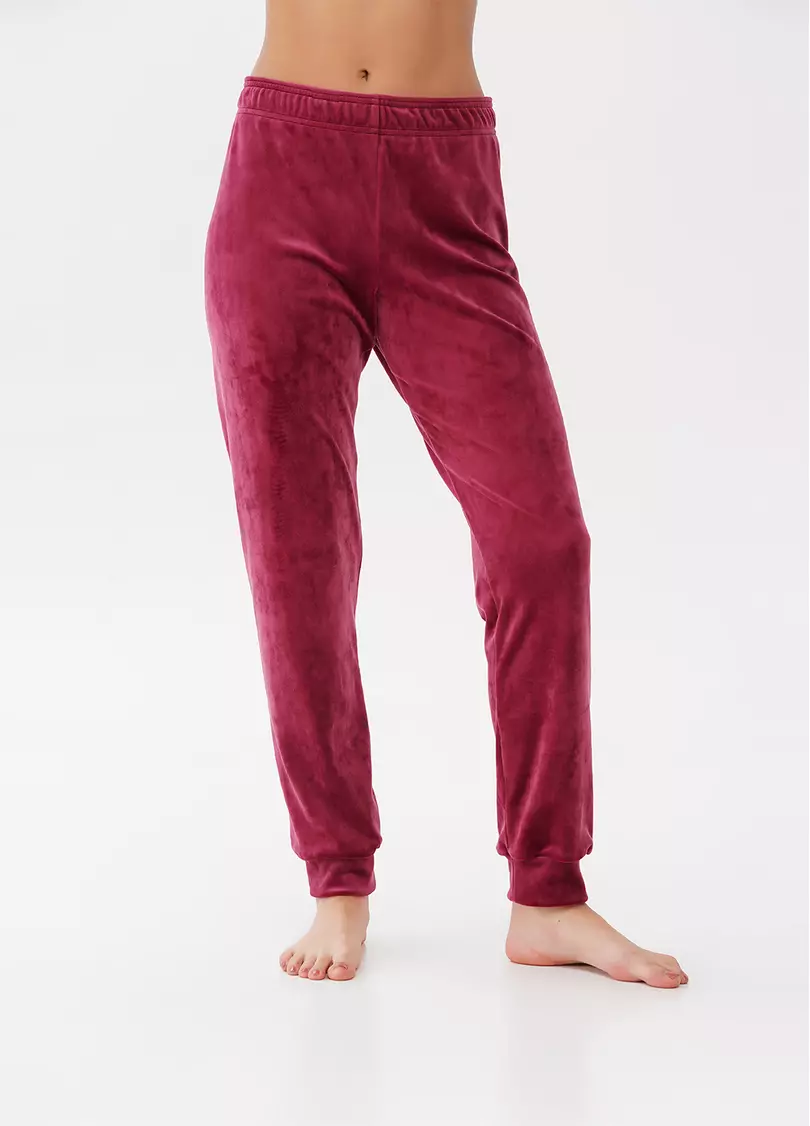 Велюрові штани на манжетах SOFT WINTER 4308/080 burgundi (бордовий)