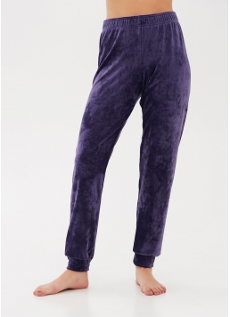 Велюровые штаны на манжетах SOFT WINTER 4308/080 eggplant (фиолетовый)