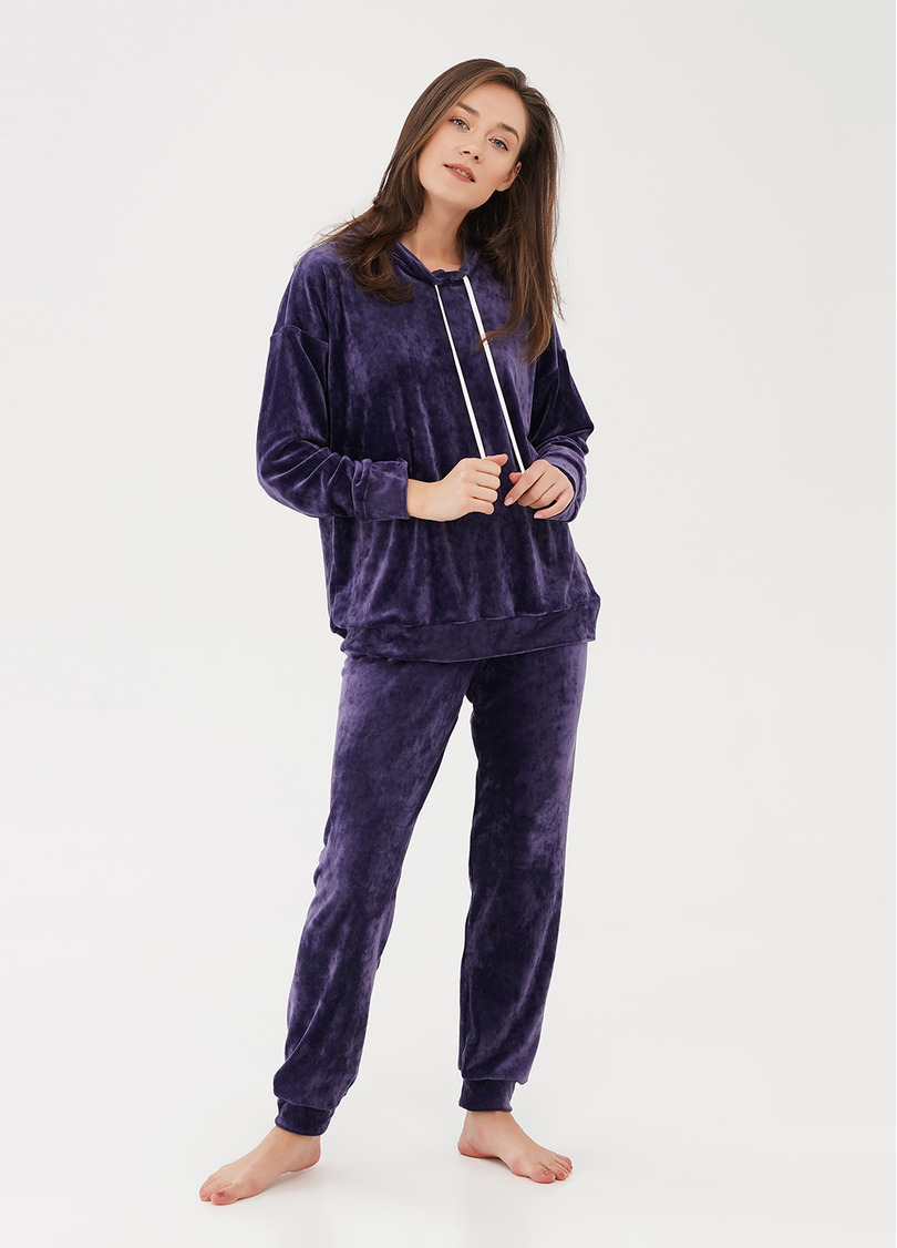 Велюровые штаны на манжетах SOFT WINTER 4308/080 eggplant (фиолетовый)