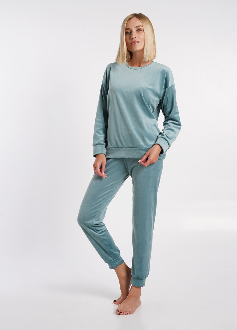 Велюрові штани на манжетах SOFT WINTER 4308/080 mint (блакитний)