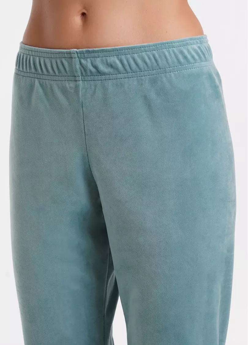 Велюрові штани на манжетах SOFT WINTER 4308/080 mint (блакитний)