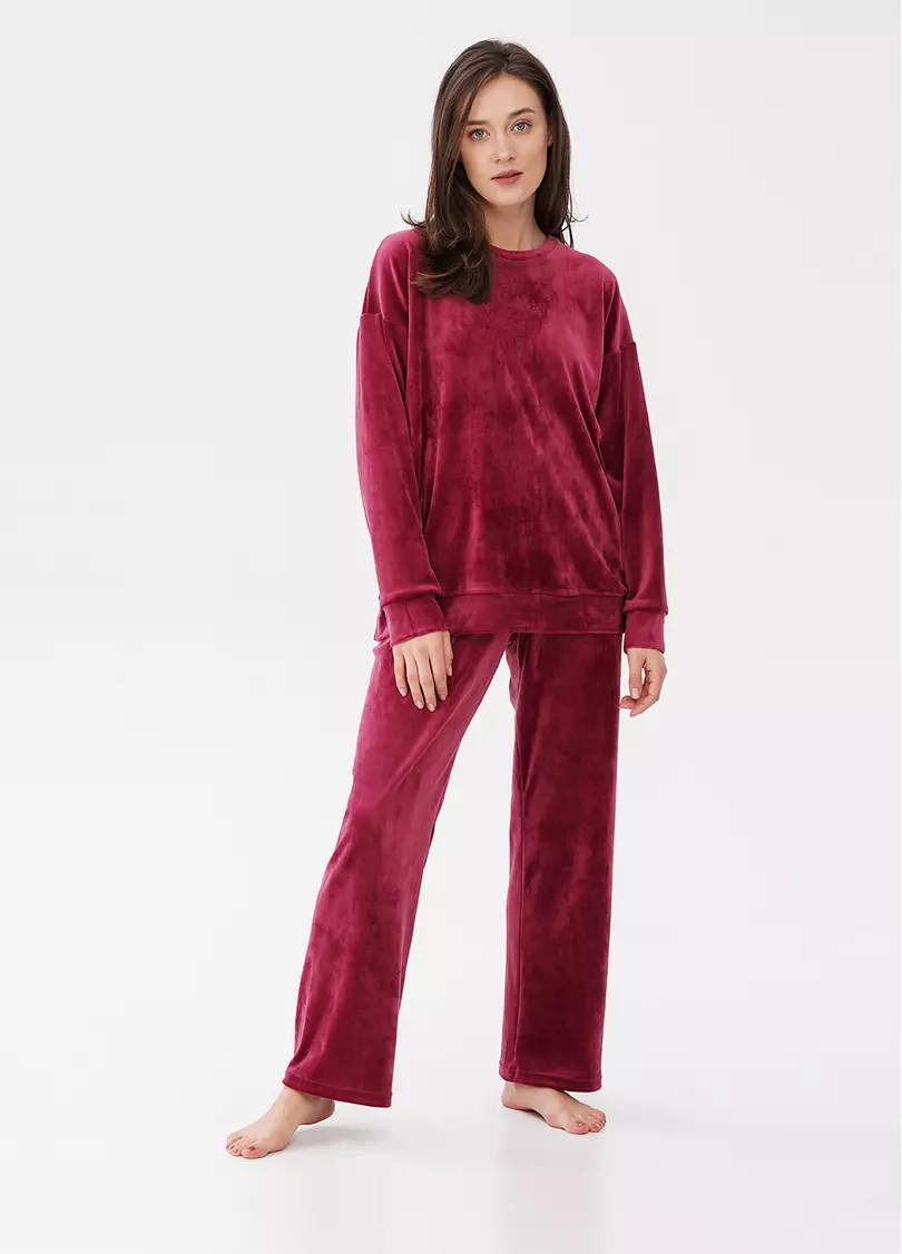 Велюровые штаны свободного кроя SOFT WINTER 4311/080 burgundi (бордовый)