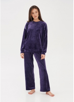 Велюрові штани вільного крою SOFT WINTER 4311/080 eggplant (фіолетовий)