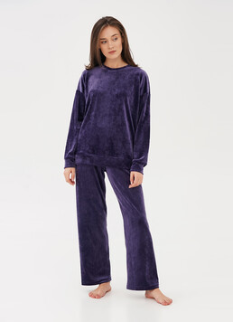 Велюровые штаны свободного кроя SOFT WINTER 4311/080 eggplant (фиолетовый)