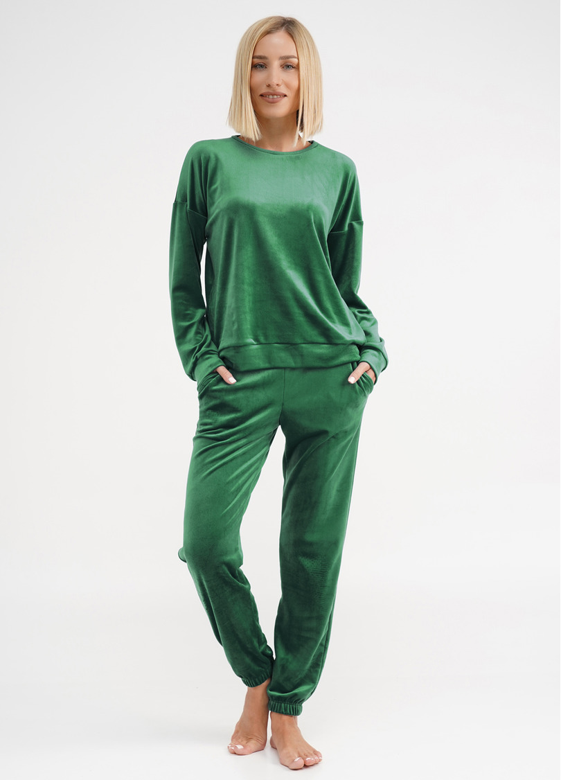 Штани велюрові внизу з гумкою SOFT WINTER 4312/080 emerald (зелений)