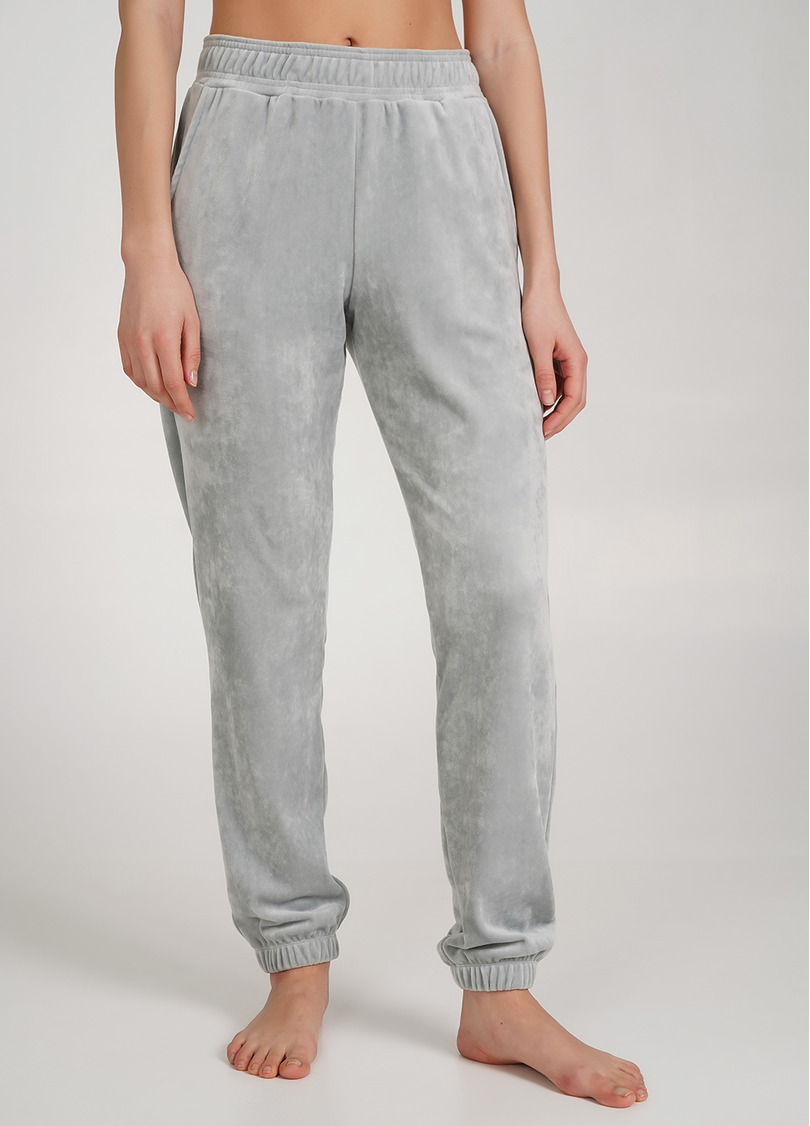 Штаны велюровые внизу с резинкой SOFT WINTER 4312/080 grey (серий)